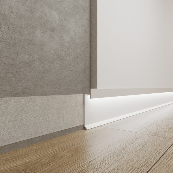 Aluminium flush-mounted skirting board 60mm (RAL)