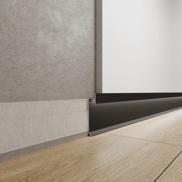 Aluminium flush-mounted skirting board 60mm (RAL)