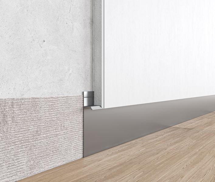 Aluminium flush-mounted skirting board 80mm (silver)
