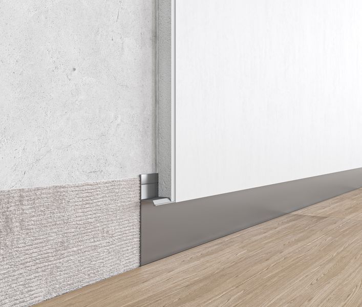 Aluminium flush-mounted skirting board 80mm (silver)