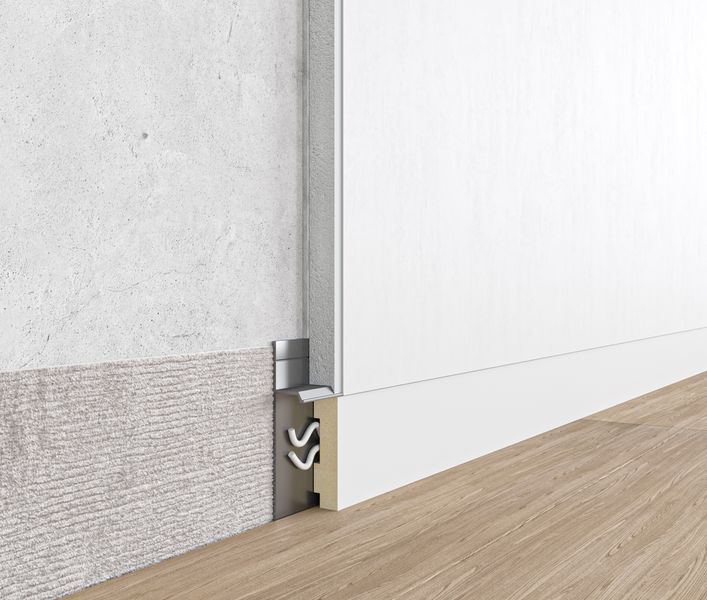 Aluminium flush-mounted skirting board 80mm (silver)