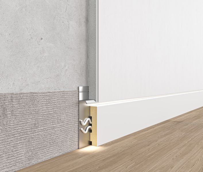 Aluminium flush-mounted skirting board 80mm (silver)