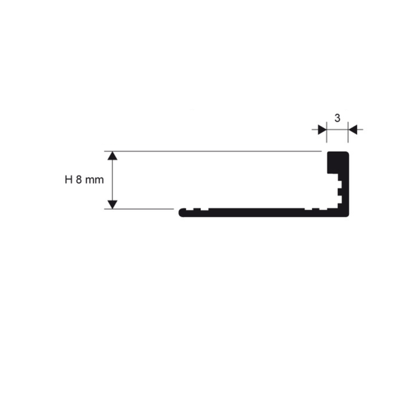 L-shaped profile made of natural brass for 8 mm coatings