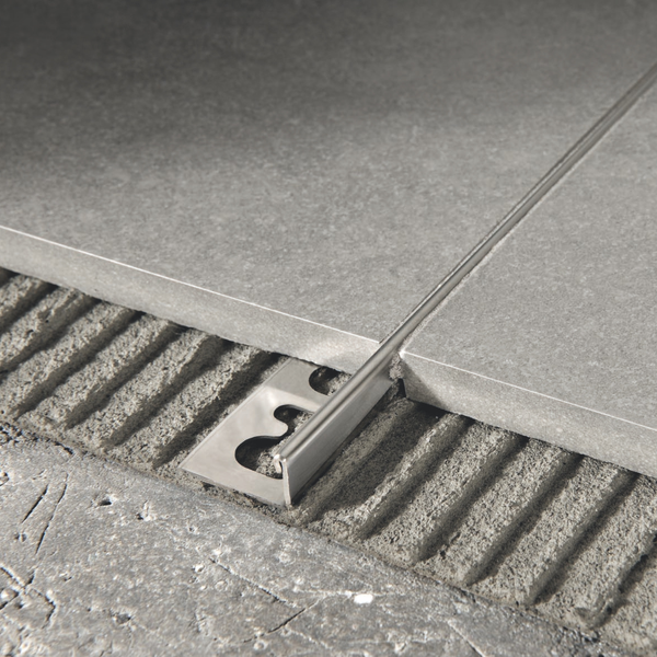 L-shaped tile profile 10 mm brushed stainless steel