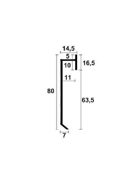 Aluminium flush-mounted skirting board 80mm (mill finish)