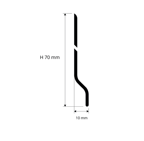 Flexible Foamed PVC Skirting Board 70 mm (white)