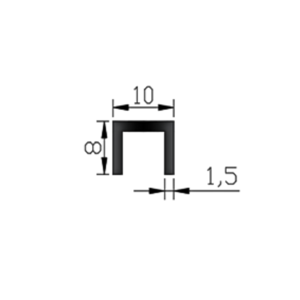 U-shaped aluminium profile 10 mm for wall panels and tiles, matte black