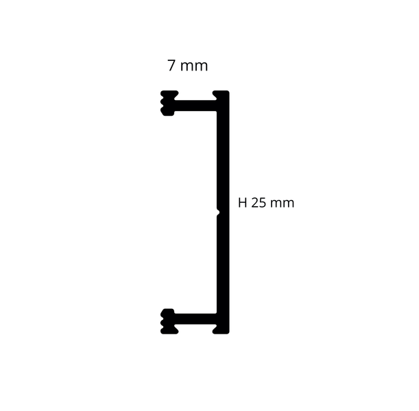 Brass U-shaped profile 25 mm, polished brass