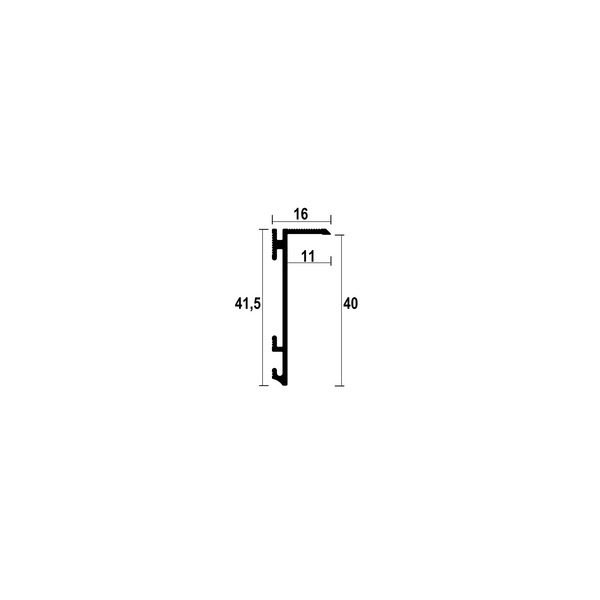 Aluminium flush-mounted skirting board 40mm (mill finish)