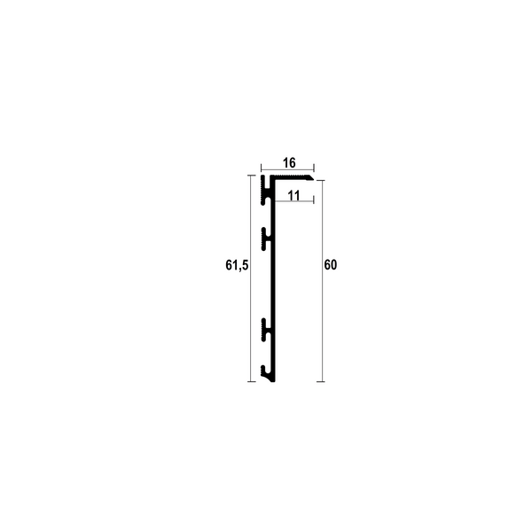 Aluminium flush-mounted skirting board 60mm (black)