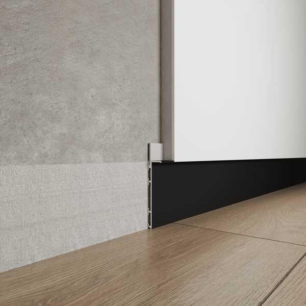 Aluminium flush-mounted skirting board 60mm (black)