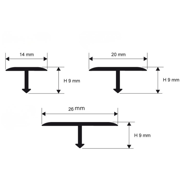 T-shaped transition profile 14&times;7 mm anodized silver