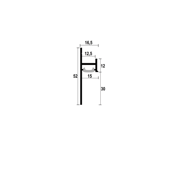 Aluminium flush-mounted skirting board 30mm with LED channel (white)