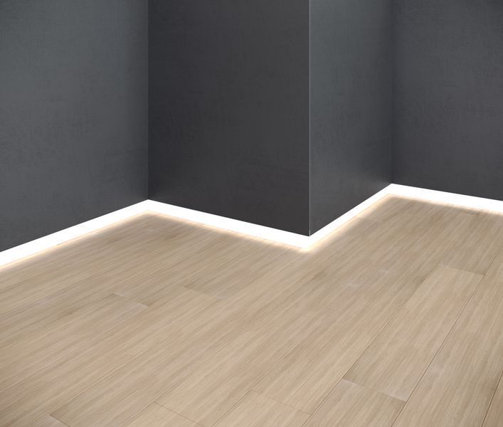 Aluminium flush-mounted skirting board 30mm with LED channel (white)