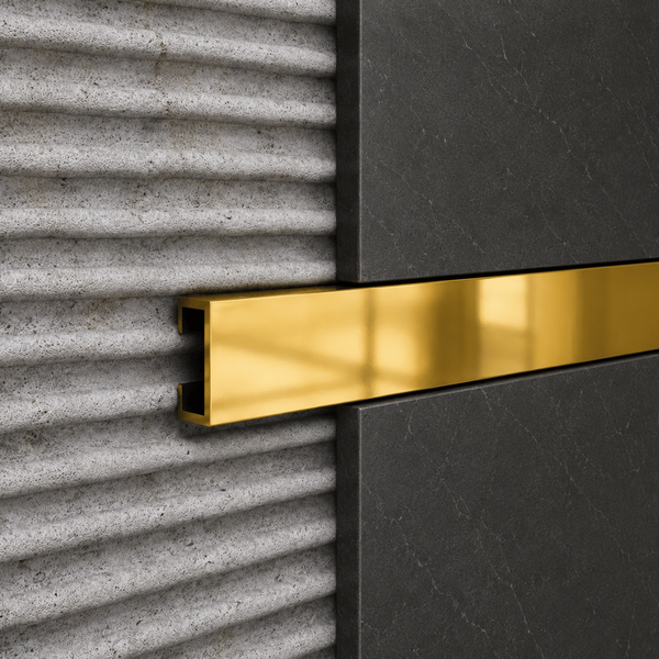 Decorative aluminium profile PLTPBO 25 mm for wall panels and tiles, polished gold