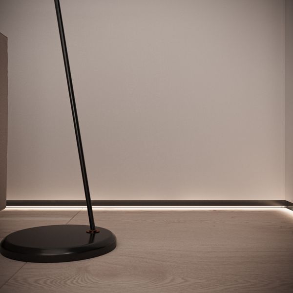 Aluminium flush-mounted skirting board 35mm with LED channel (black)
