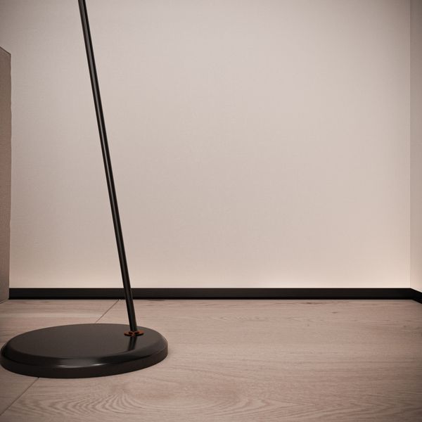 Aluminium flush-mounted skirting board 35mm with LED channel (black)