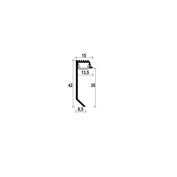 Aluminium flush-mounted skirting board 35mm with LED channel (white)