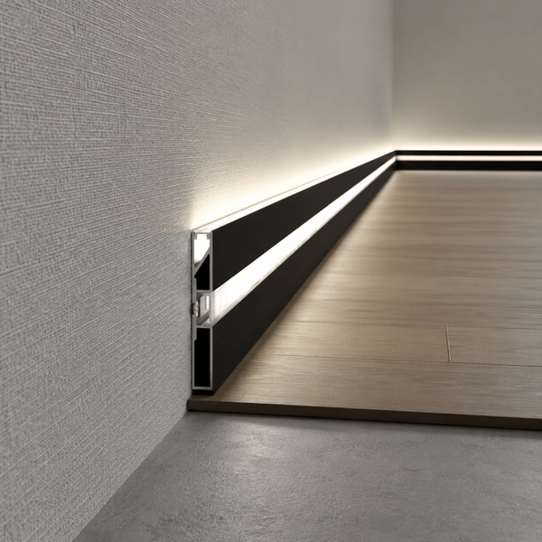 Rectangular Aluminum LED Skirting Board PNP608 60 mm (black)