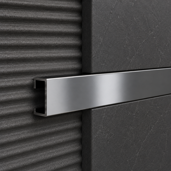 Decorative aluminium profile 25 mm for wall panels and tiles, polished silver