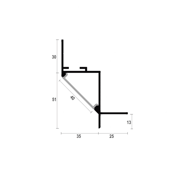 Shadow seam profile AST35 with LED lighting (black)