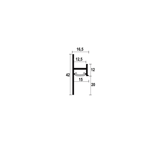 Aluminium flush-mounted skirting board 20mm with LED channel (white)