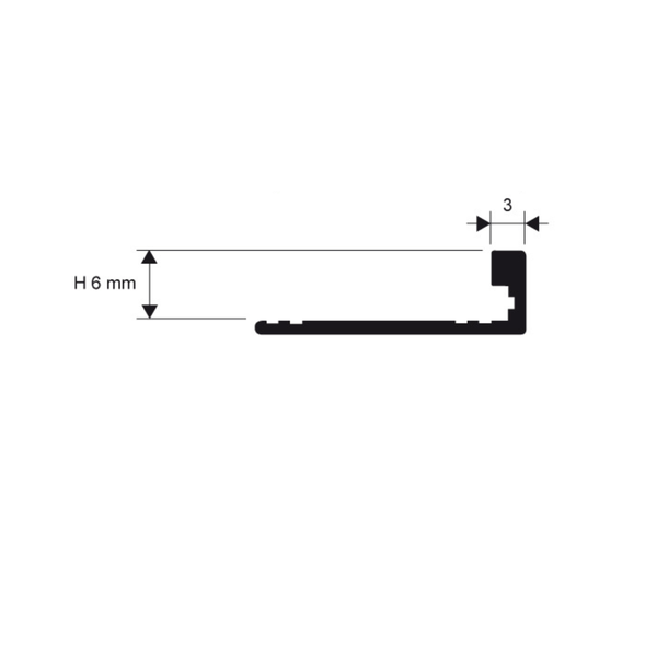 L-shaped tile profile 6 mm, anodized aluminum