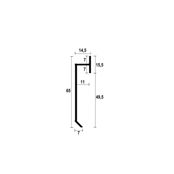 Aluminium flush-mounted skirting board 60mm (black)