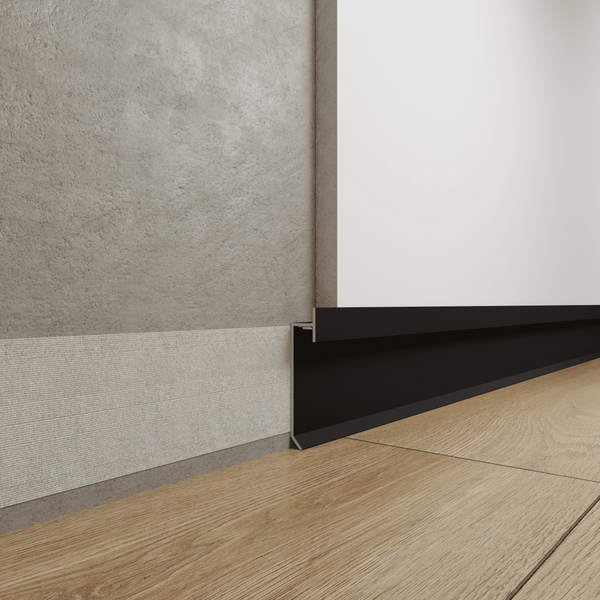 Aluminium flush-mounted skirting board 80mm (RAL)